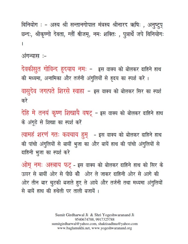 Santan Gopal Mantra Vidhi in Hindi and Sanskrit Pdf Part 4