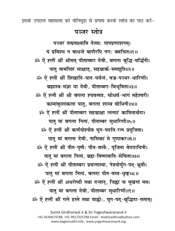 Baglamukhi Panjar Stotram Hindi Sanskrit Pdf 4
